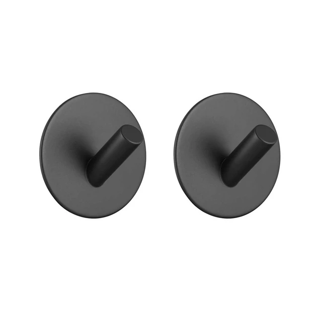 Black Adhesive Hooks Stainless Robe Hooks Heavy Duty Strong Adhesive Wall Hooks