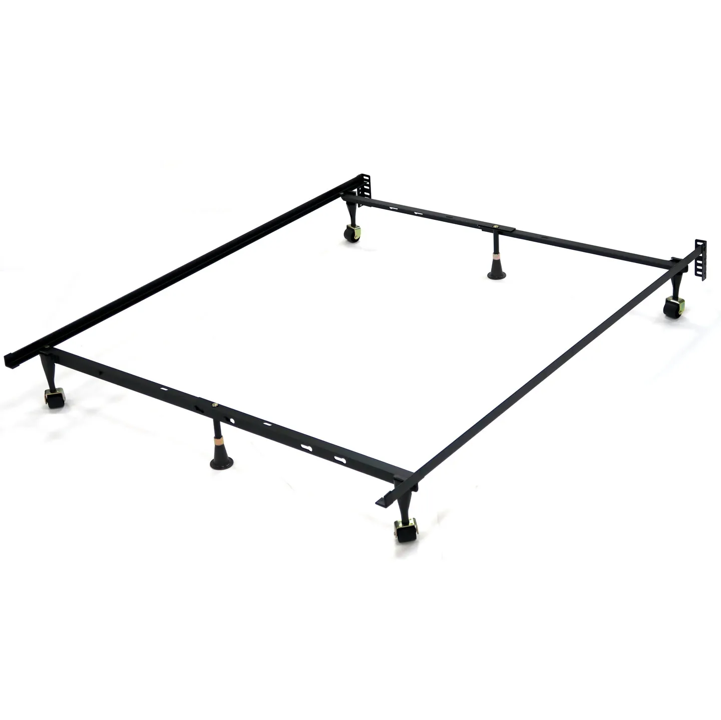 Angle steel bed frame with 6 legs,rug rollers