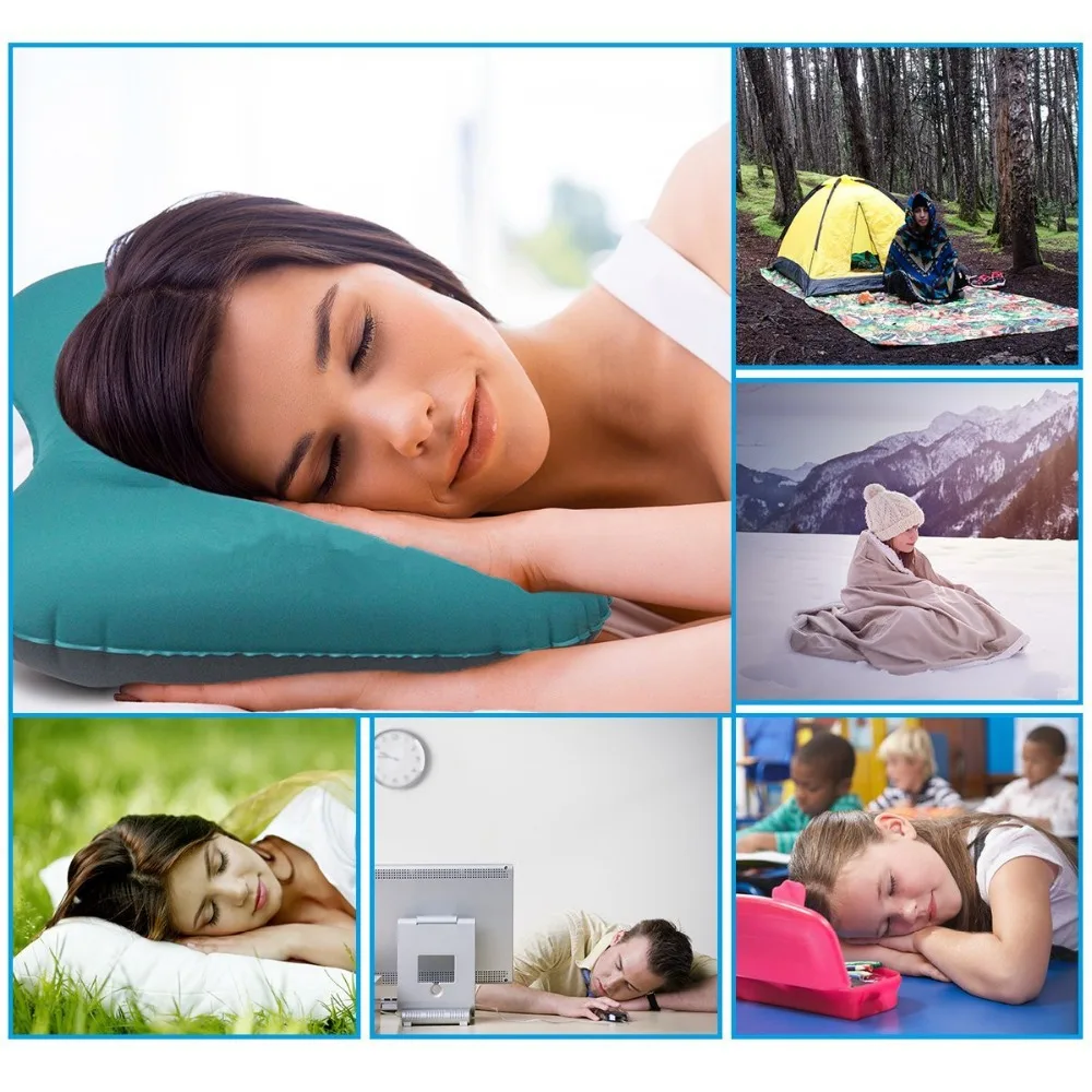 Woqi Inflatable Camping UltraLight Travel Pillow for Neck & Lumbar Support,Compressible, Compact, Comfortable