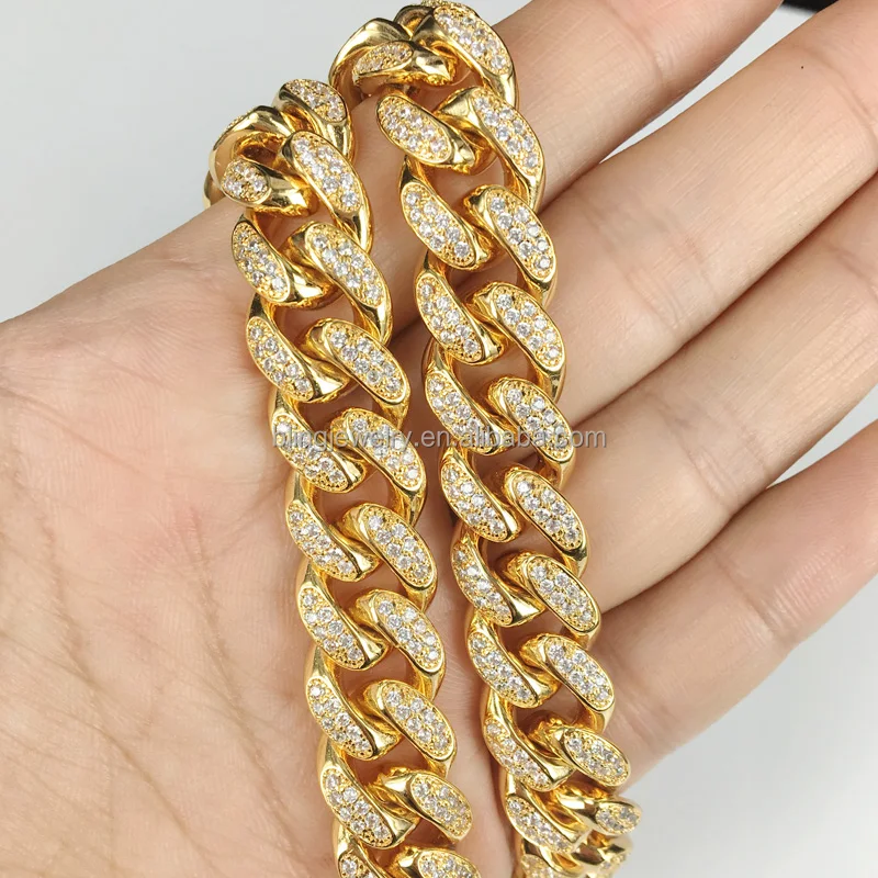 Hip hop bling bling Miami CZ cuban link necklace with big diamond