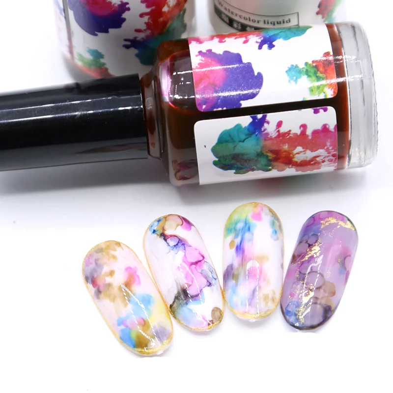 15 мл акварельные чернила для дизайна ногтей лак для ногтей Цветущий мраморный эффект жидкий градиент