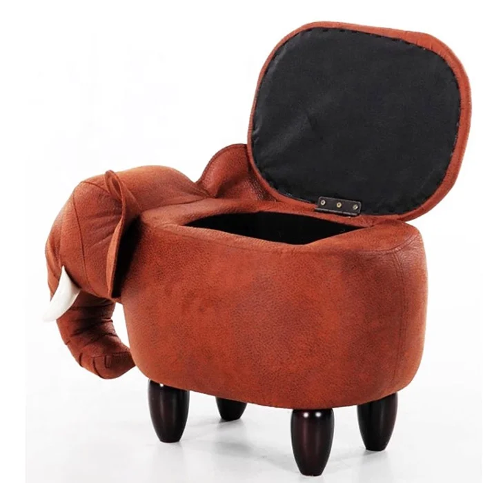 PU material Animal elephant shape storage ottoman with wooden legs