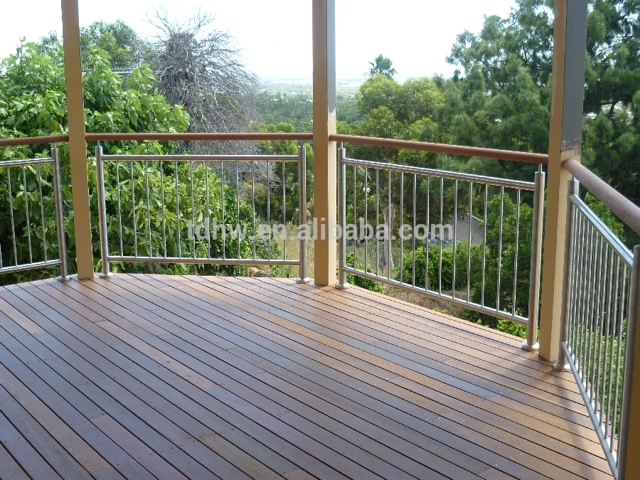 Vertical Stainless Steel Balustrade with Timber Handrails