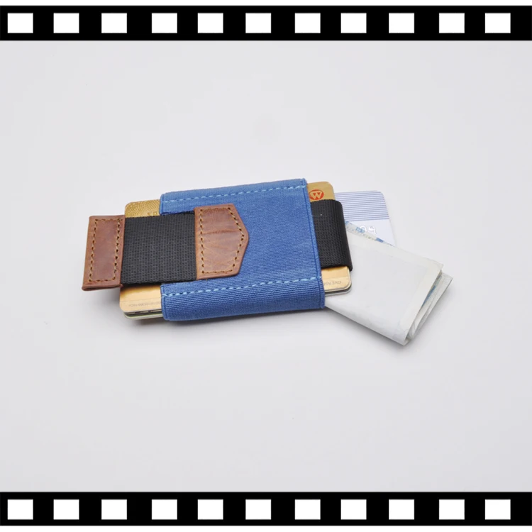 wholesale leather Mini credit card wallet slim mini card elastic pouch