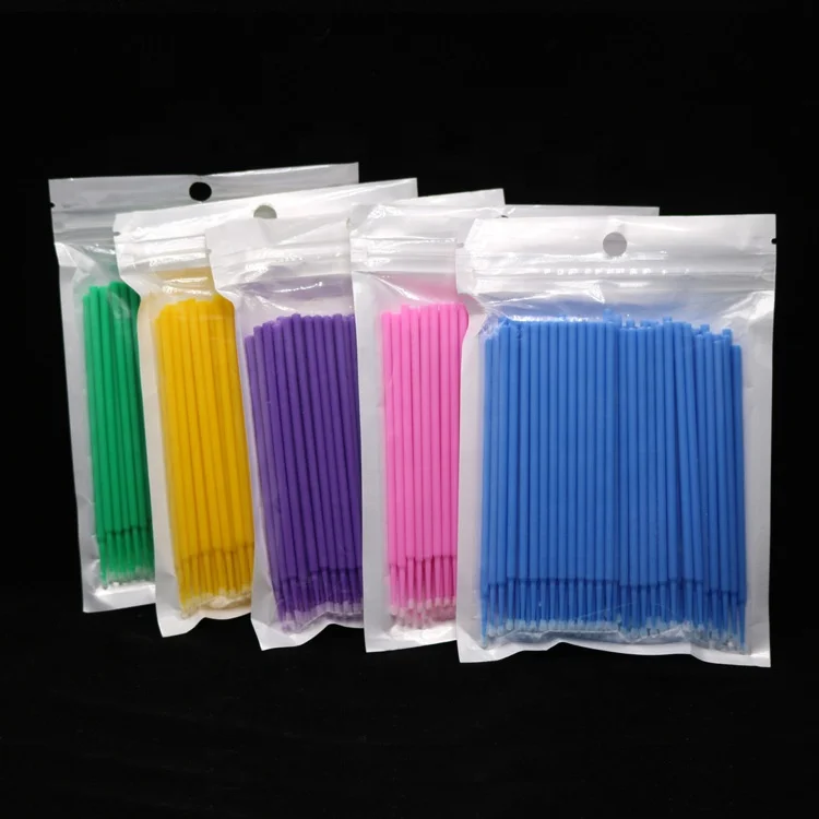 Melason Wholesale 100 Pieces One Pocket Grafting Eyelash Cotton Swab Semi-Permanent Tattoo Beauty Cleaning Stick