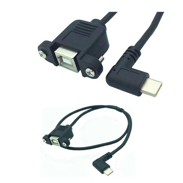 
Custom Made USB 2.0 B Screws Panel Mount Female Socket to Right Angle Type-c Male Extension Printer Panel Mount Cable 