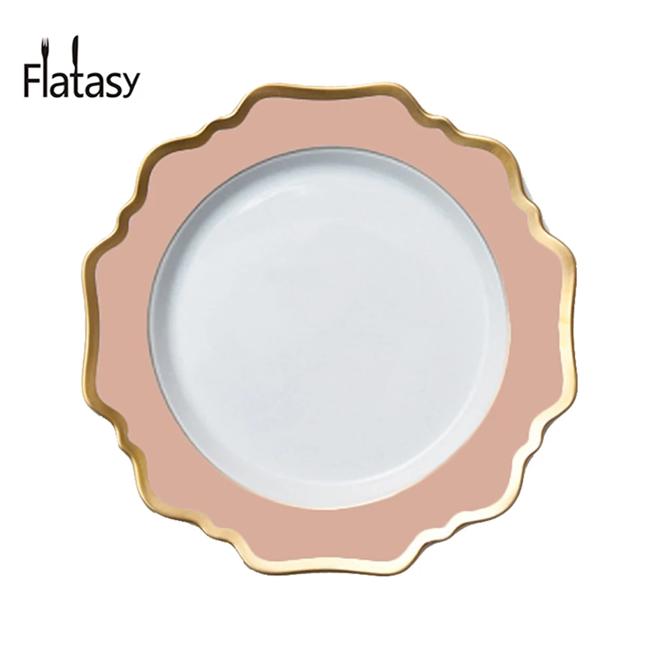 Wholesale pink cheap porcelain plate wholesale for wedding rental