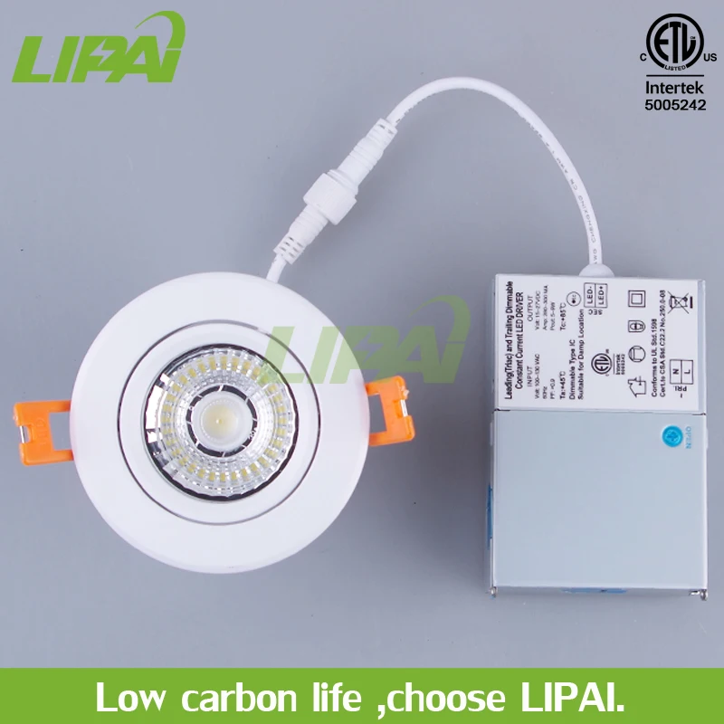 3inch 7W Dimmable Recessed LED COB Downlight with ETL ES approved CCT Changeable 1800k2000k3000k CRI90 IP44 980lm