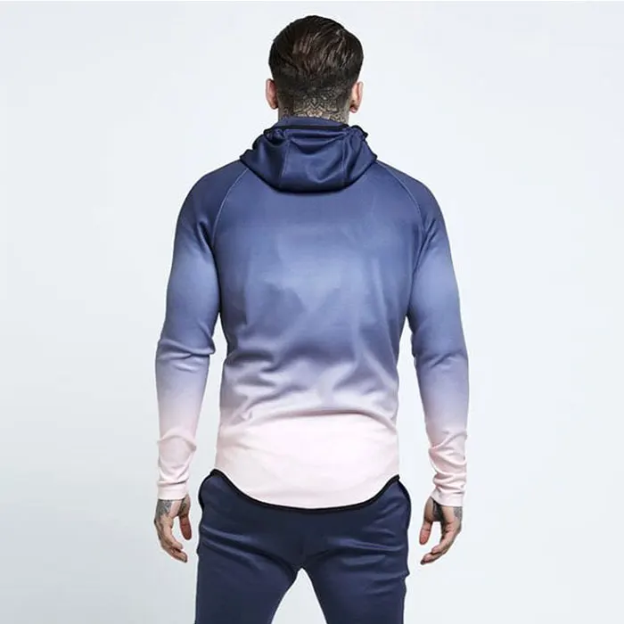 
Custom Logo Two Panel 100% Cotton Hoodie Zipper Men Hoodie Fade Gradient Color 