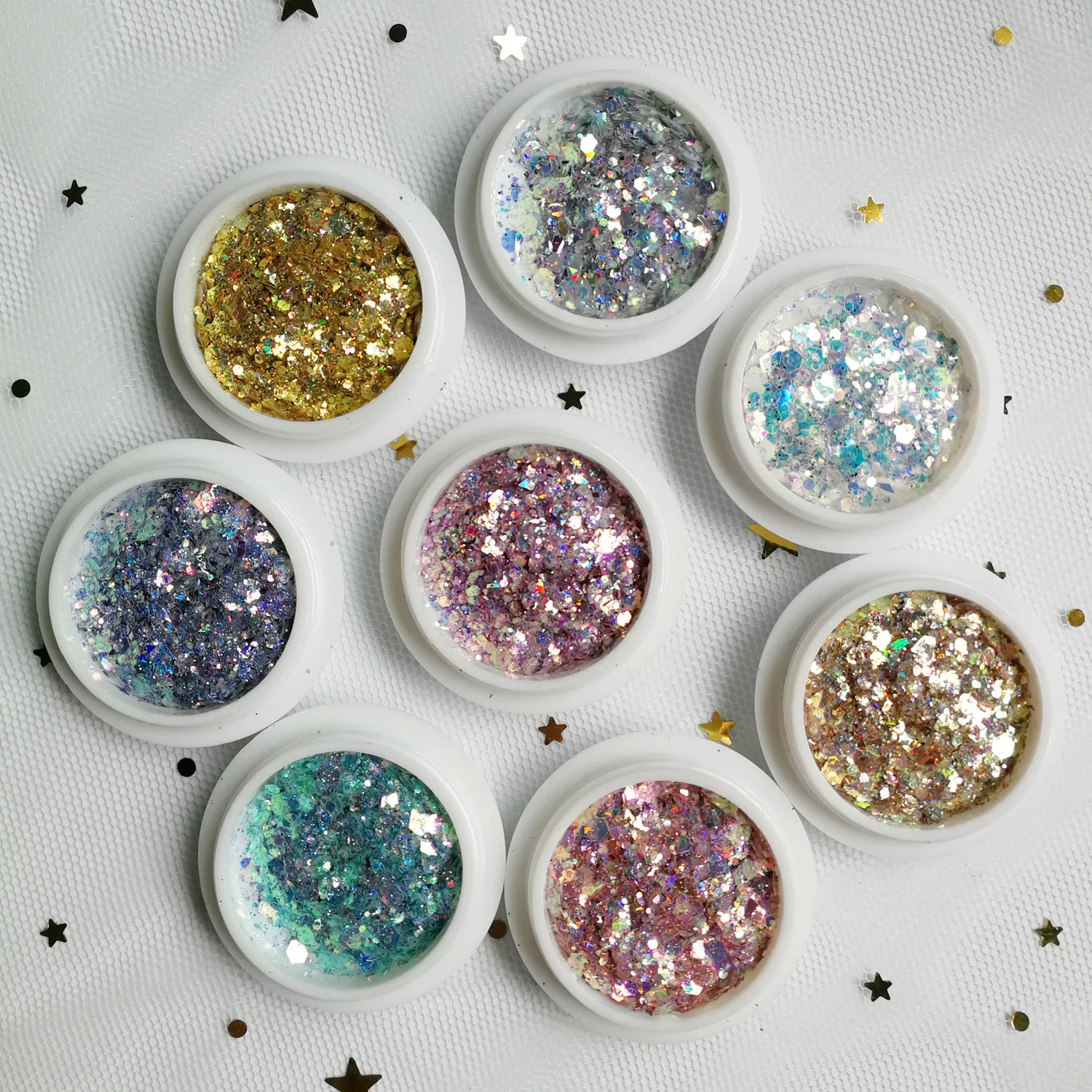 Hot sale nail art mixed hologram 8colors nail art mixed glitter decoration