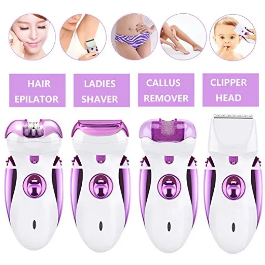 4 in 1 Rechargeable Lady Electric Epilator Shaver With Hair Clipper