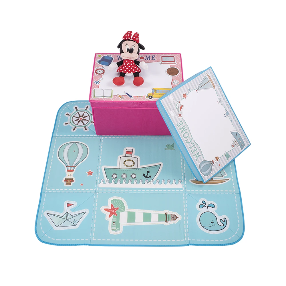 jiahe gift storage toy play mat baby nontoxic soft fabric pink blue playmat for kids