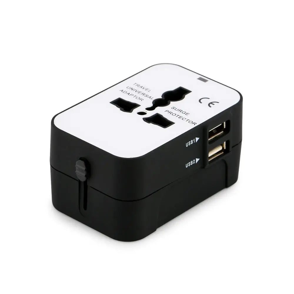 Хит продаж, дорожный адаптер с двойным usb-портом, универсальный адаптер, штепсельная Вилка из Великобритании в ЕС
