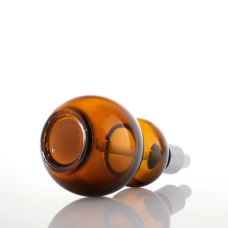 Gourd Essential Oil Bottle with Dropper Fancy Antique Glass Custom Made Screen Printing Cosmetic Amber or Your Custom Color