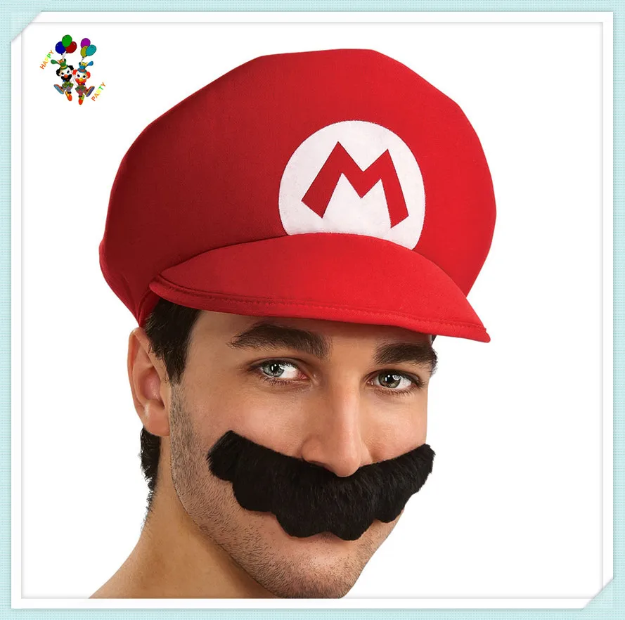 Anime Cosplay Fancy Dress Costume Mario Bros Funny Adult Party Hats with Beard HPC-2083