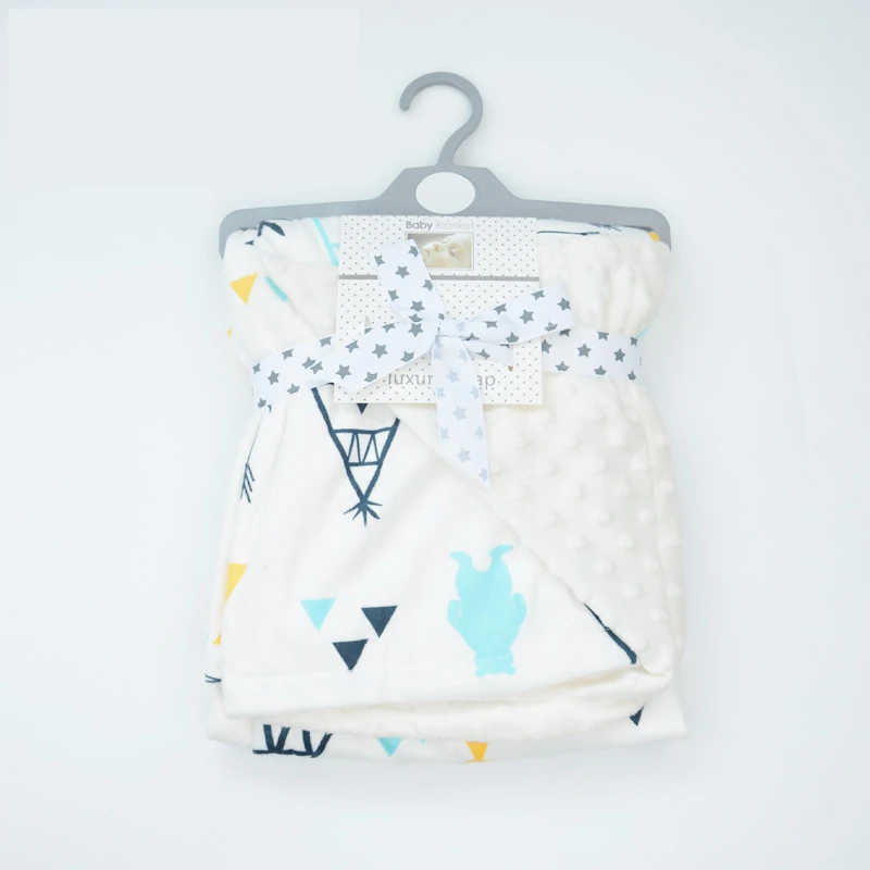 Soft Plush Double-Layered Minky Dot Warm Baby Blanket