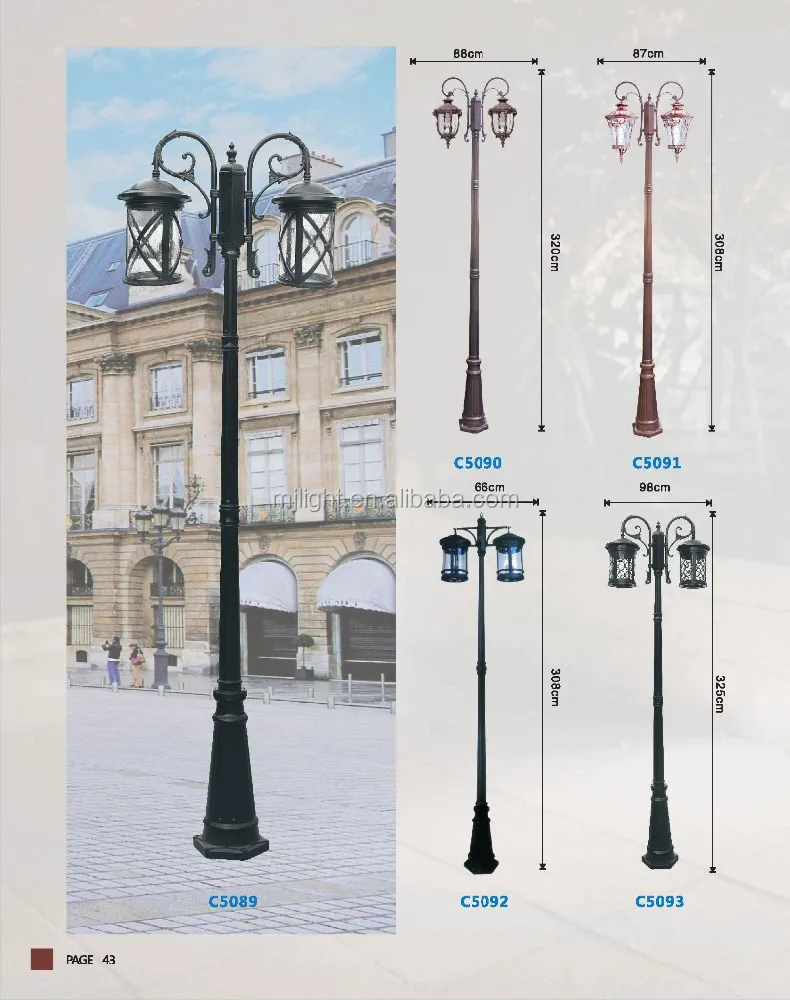 Factory price outdoor decorative antique cast iron led lamp pole 12v 30w garden light