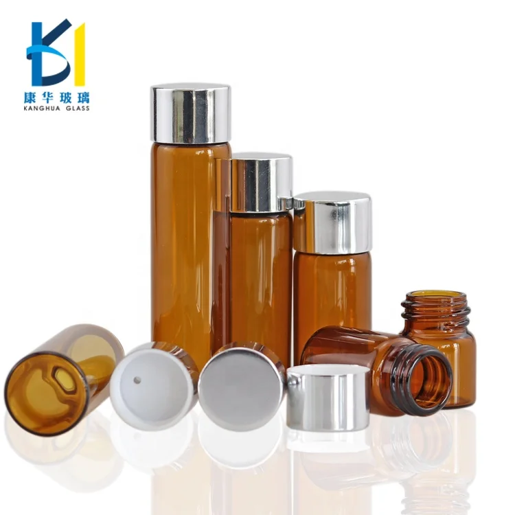 Best Sell Vial Bottle  5 ml 8 ml 10 ml 12 ml 15 ml Amber Empty Glass Bottles With Aluminum Screw Cap