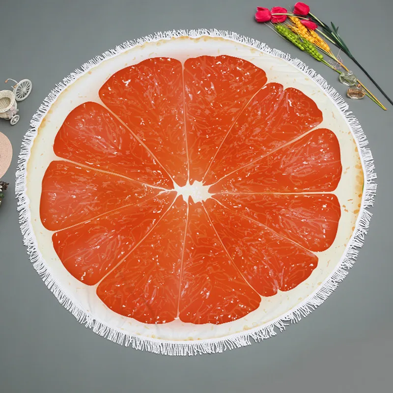 
Cheap Wholesale Fruit Round Beach Towel Blanket Scarf Throw Picnic Yoga Mat Floral Blanket 