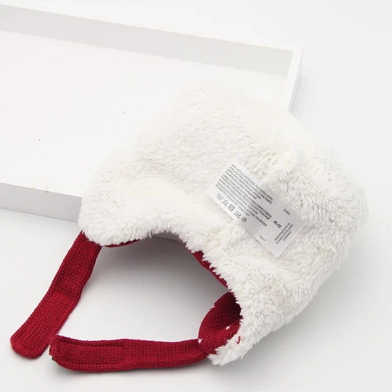 Hot sale baby kid child Checked Earflap Winter warm jacquard Christmas reindeer Trapper Hat polar fleece lining hat