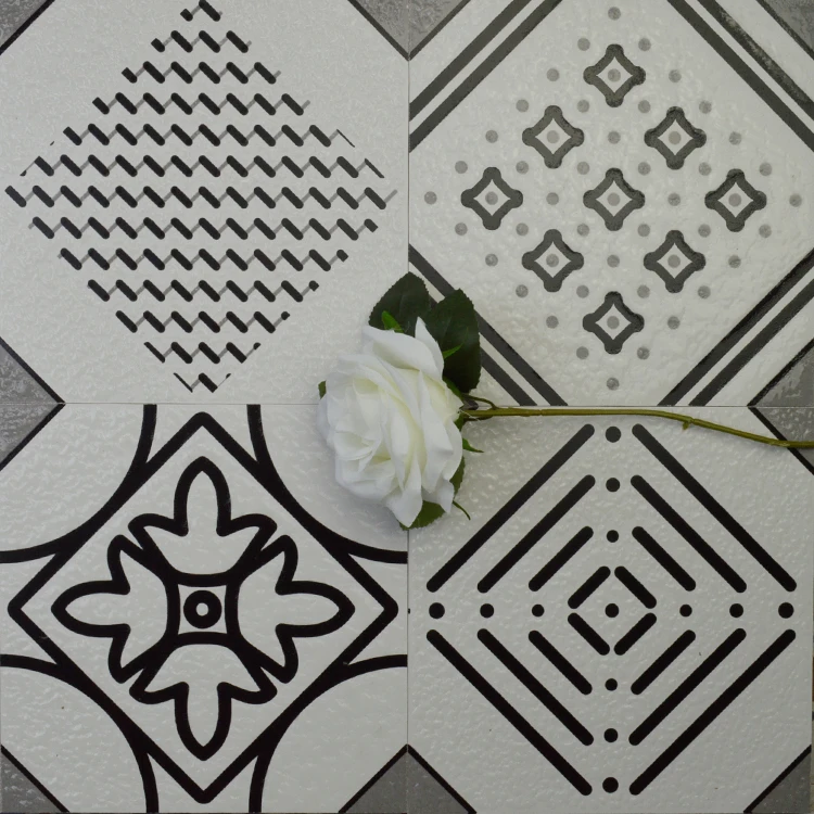 
200X200 Classic fashion art deco tile wall and floor black and white modern 3d house tile 