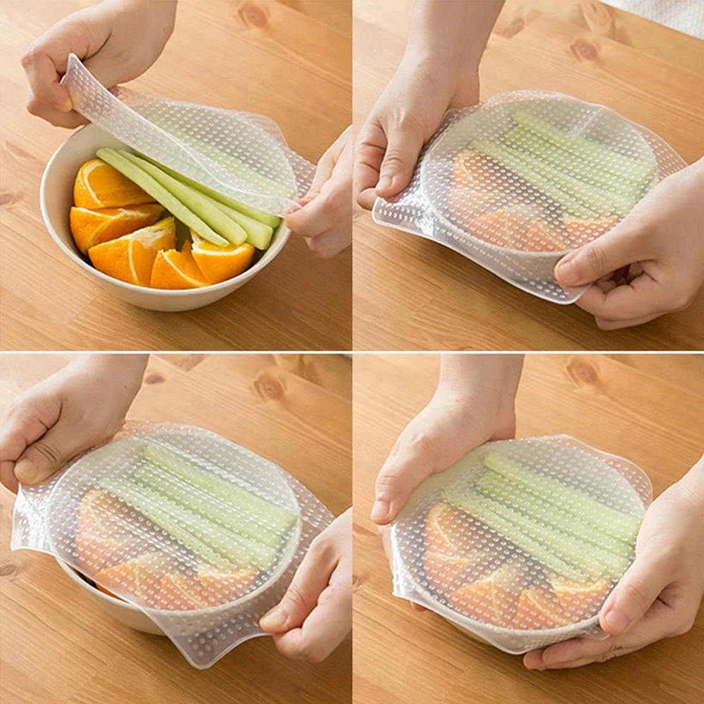 Eco-Friendly Flexible Super Clear Seal Cover Cling Film Keeping Stretch Food Wrap Silicone Reusable Food Wrap