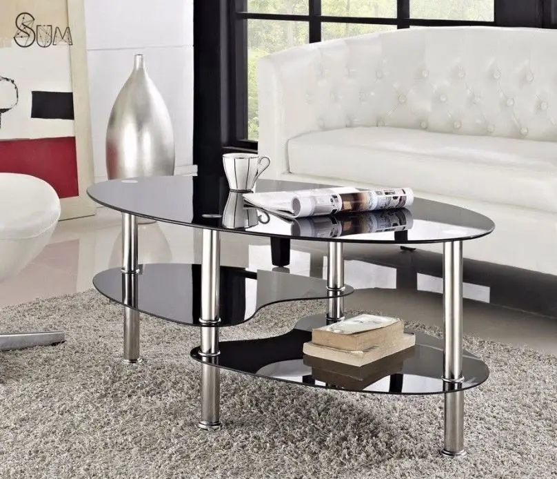 GLASS NEST OF 3 COFFEE TABLE SIDE