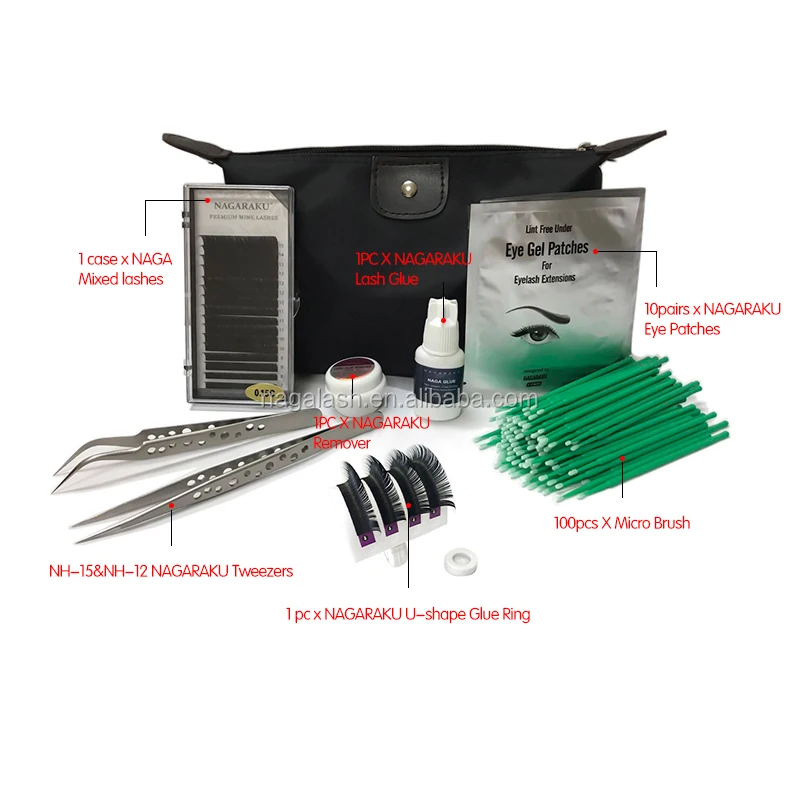NAGARAKU Portable Eyelashes Extension Kit, 8 different ingredients Makeup Set ,tools eyelash eyelashes