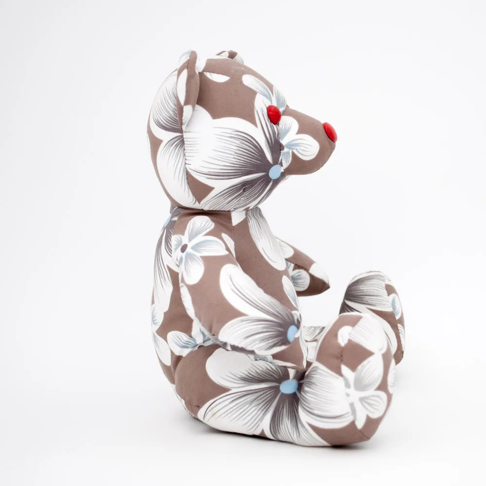 
Plush flower pattern soft teddy bear toy stuffing colorful imprinted logo OEM size bear 