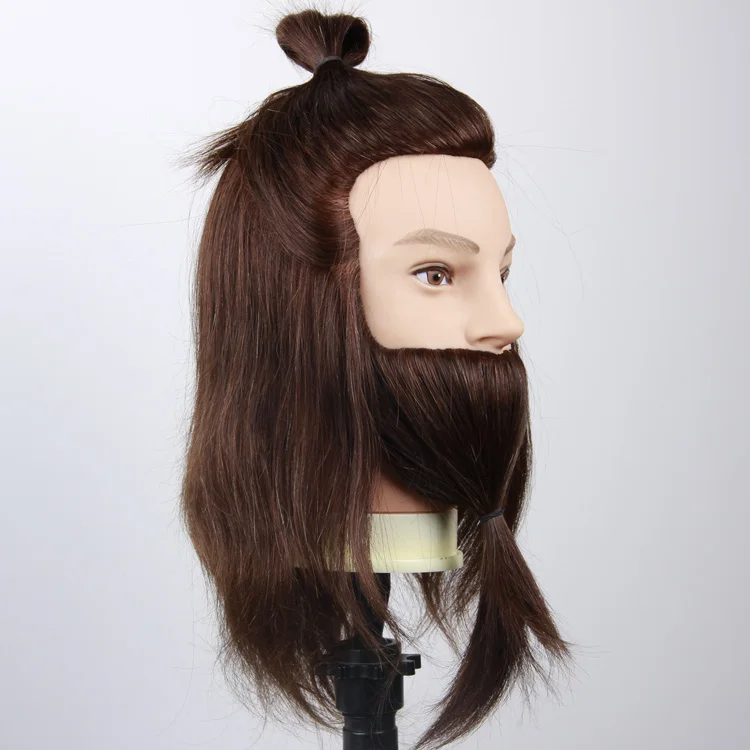 Factory Price Male Mannequin Head With Beard 100%Human Hair Training Head For Hair Cutting Practice