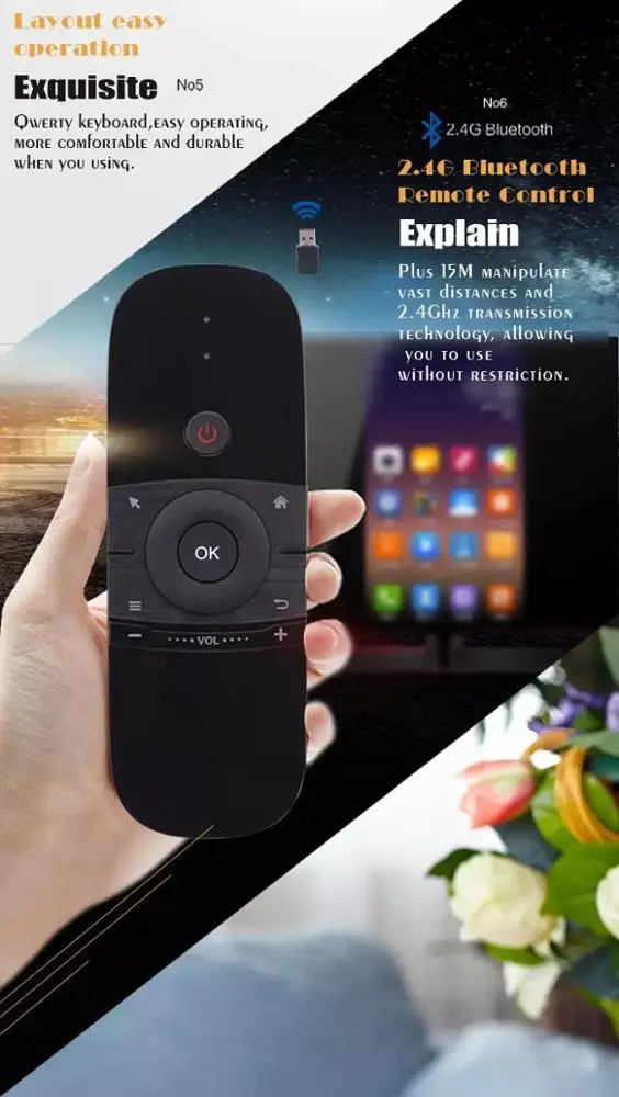 Promotion price Air Fly Mouse W1 wireless Mini Keyboard 2.4g remote control for android tv box