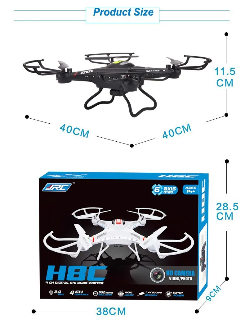 JJRC H8C With 2MP HD Camera 2.4G 4CH 6Axis Gyro RC Quadcopter Explorers Drone