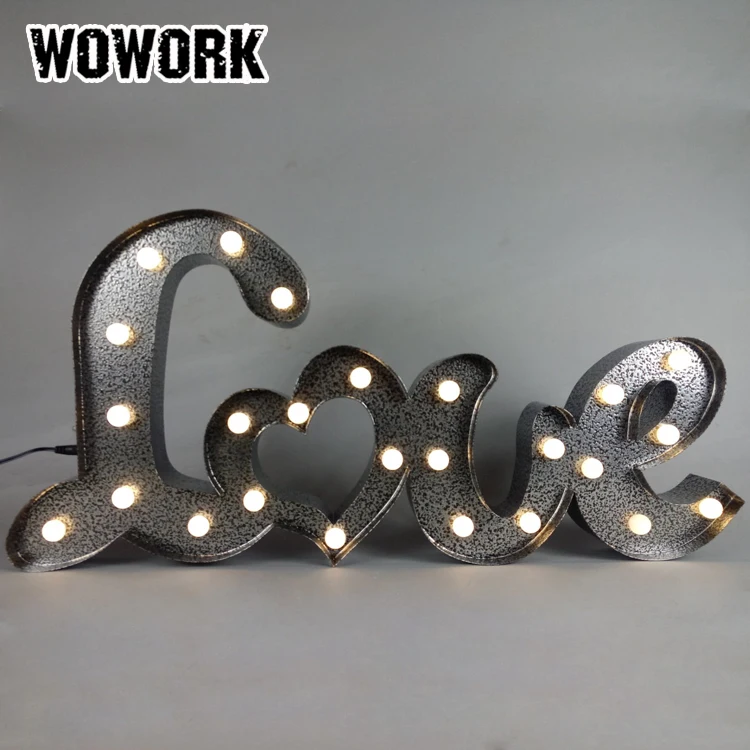 
WOWORK little letter lights love lighted letter for home metal crafts 3D led light up lamp 