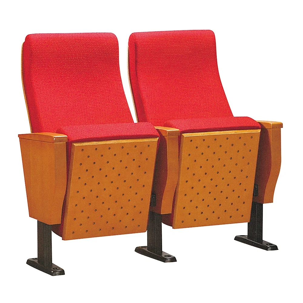 Standard size interlock chair for auditorium church chair modern wooden folding school theater chair