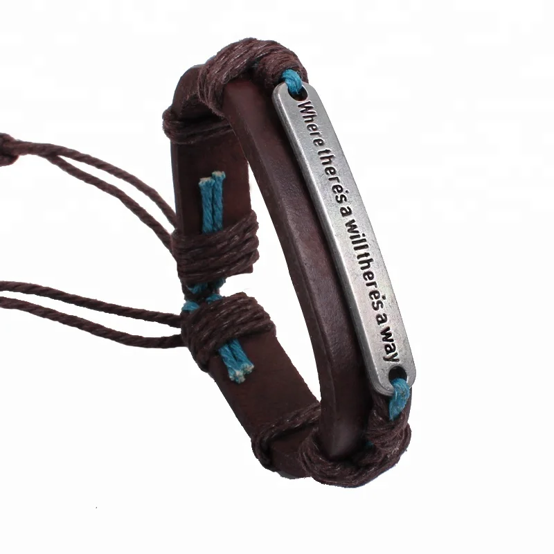 Изготовленные на заказ кожаные браслеты с выгравированными буквами фразой из сплава сообщения вдохновения для рекламного