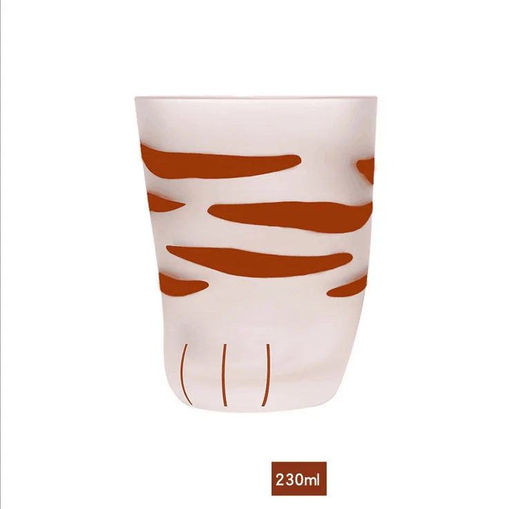 Hot Selling Model Clear Transparent Double Wall Milk Cat Paw Claw Cat Foot Measuring Glass Coffee Cup Glass Mug