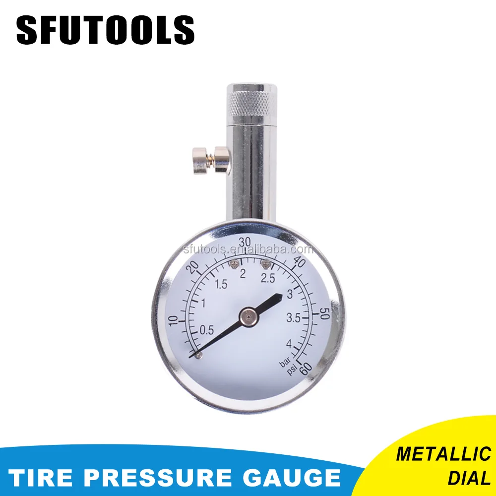 High Accuracy Metallic Dial Tire Pressure Gauge 60PSI for car