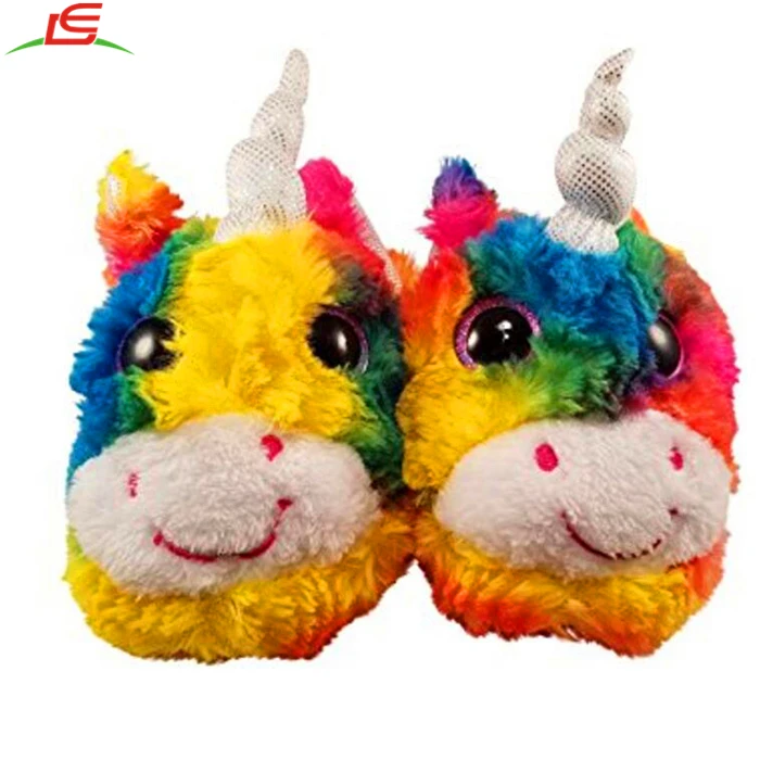 Rainbow Colors Girls Unicorn Slippers With Big Eyes