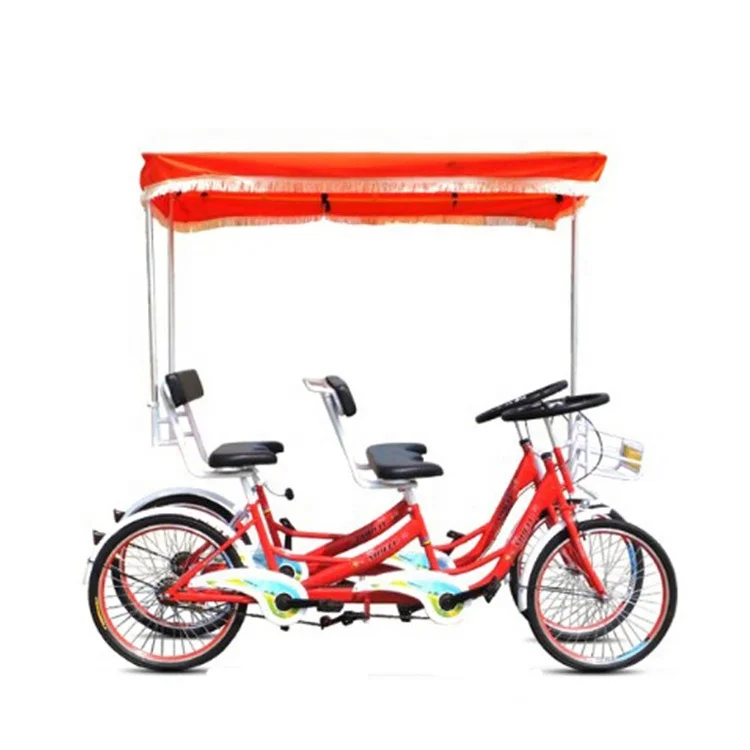 4 person surrey bikes on road/entertainment tandem bikes/ family sightseeing bike double seat bike tandem bike