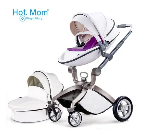 HOT MOM  PU leather Luxury Baby Stroller Luxury Landscape Baby Stroller