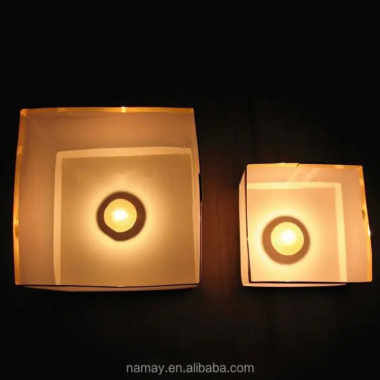 Hot Sale Square Biodegradable Paper Floating Lighted Wishing Water Lantern eco wish lanterns