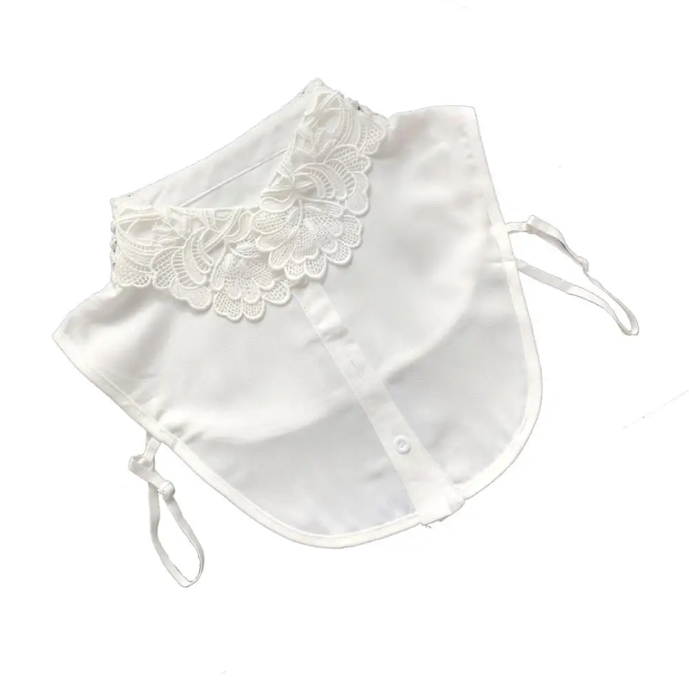 White chiffon faux collar with lace embroidered (62001768263)