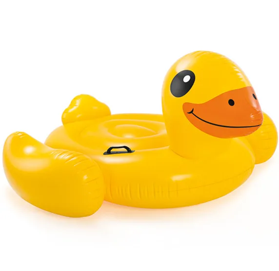 INTEX 57556 Yellow Duck Ride-on PVC Inflatable Water Park Island Customizable Indoor Sports Toys for Amusement Sea Occasions