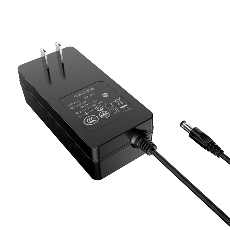 UL CE GS SAA PSE approved 100V to 240V 12V 5A AC DC Adapter 60W wall mount  power supply