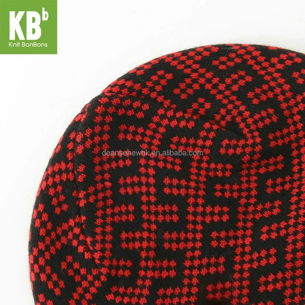 New Customize Handmade 100% Acrylic Geometric Thick Fall Winter Warm Unisex Teen Red Knit wired headphone Music Beanie Hat