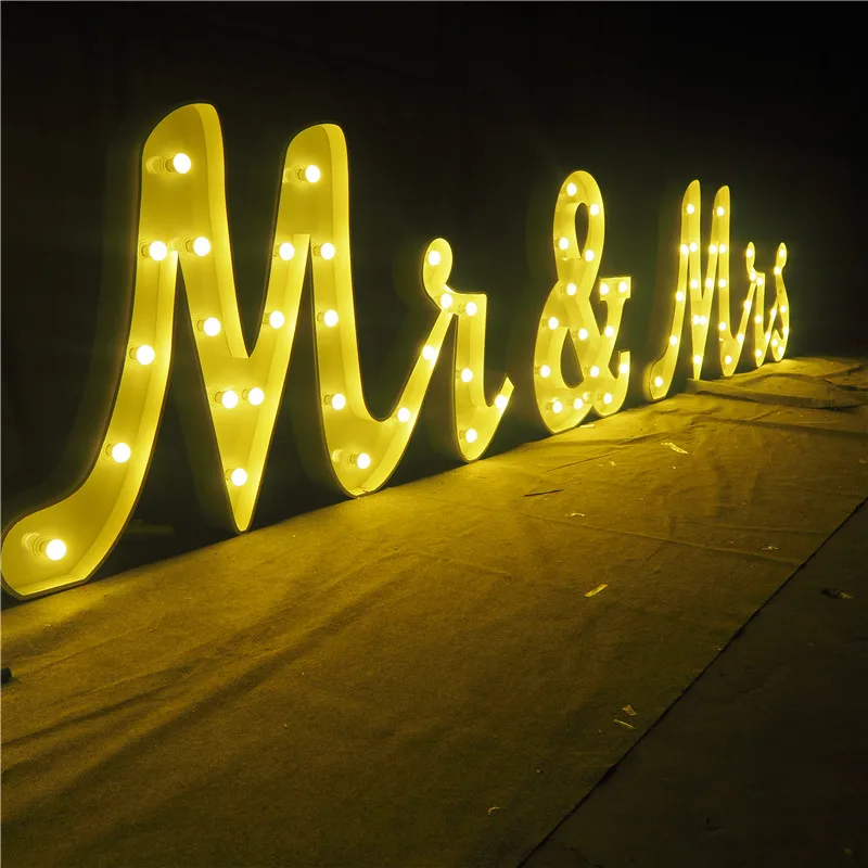 Led sign lighting wedding big letter metal marquee lights outdoor waterproof letras luminosas