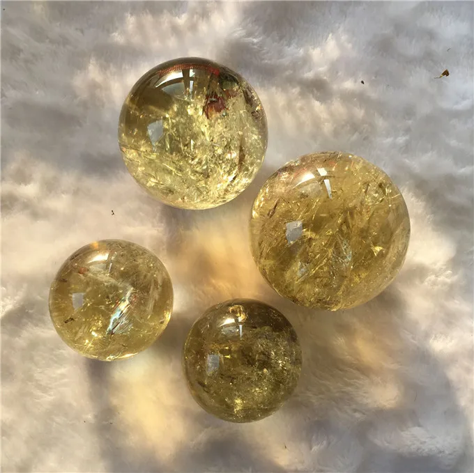 natural citrine quartz crystal ball yellow rainbow  quartz sphere for decoration