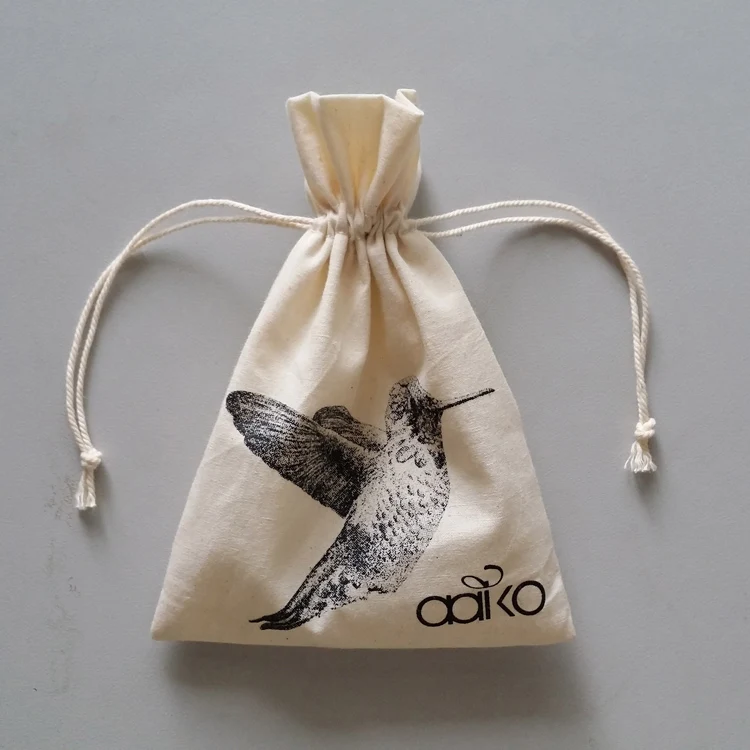 Regenerated Cotton Drawstring Bag Gift pouch Custom LOGO Printing Organic Cotton Bag Recycled Cotton Package