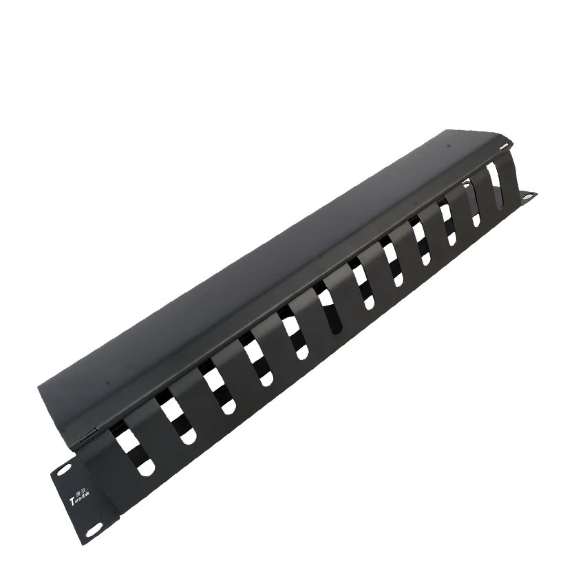 19 Inch 2U 12 Port Metal Horizontal Cable Manager with Metal Plate