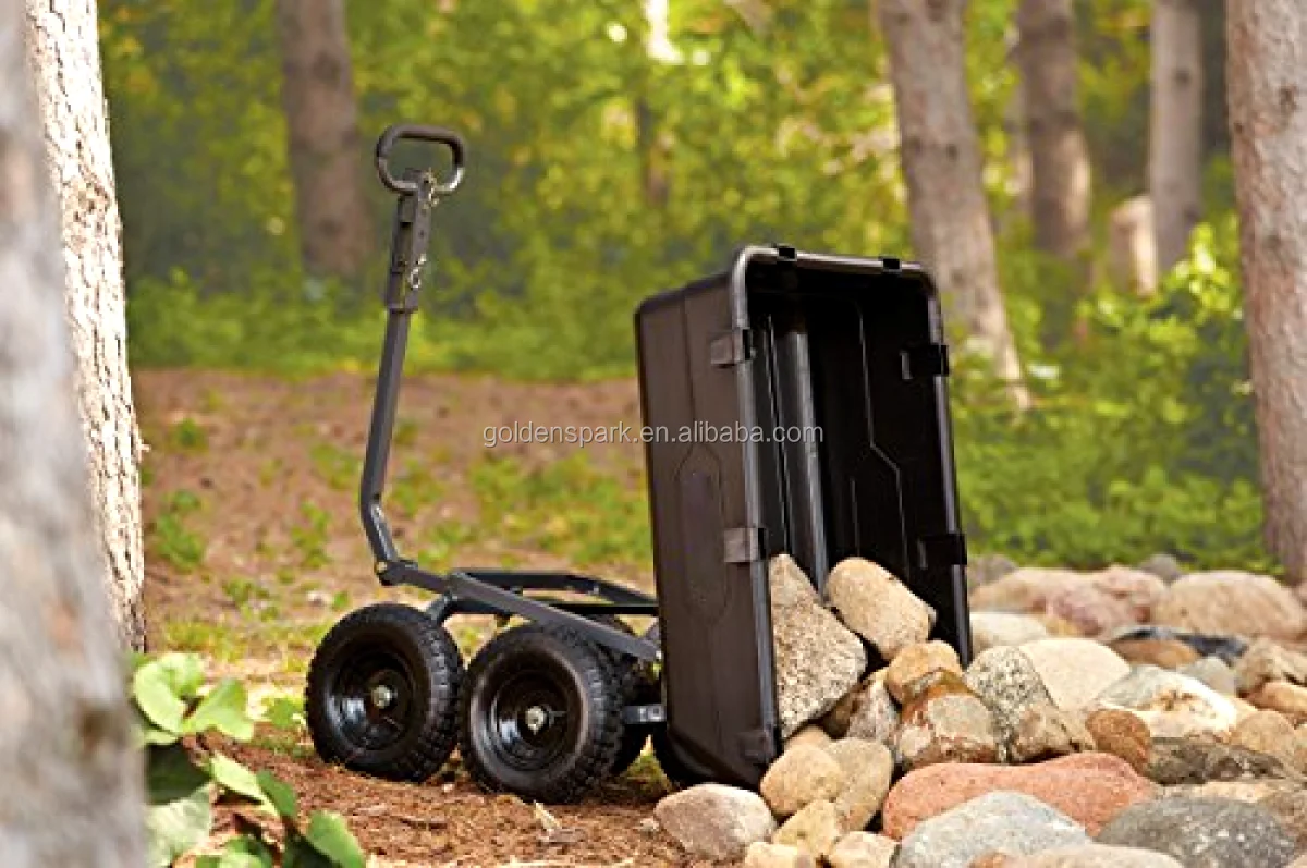 Lawn Tractor Dump Cart Garden Wagons Lawn Mower Utility Wheelbarrow Trailer